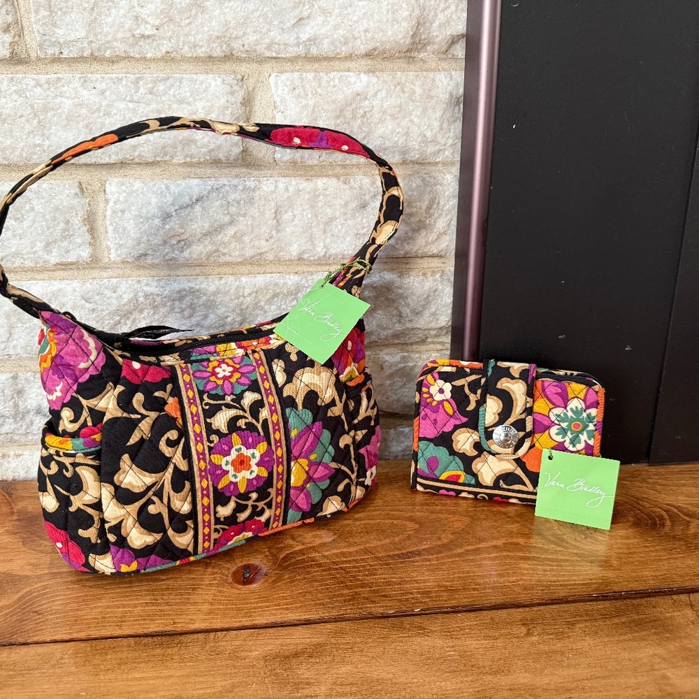 Vera Bradley 2 pcs Set , Sophie handbag, snappy wallet, “floral Suzani” Retired